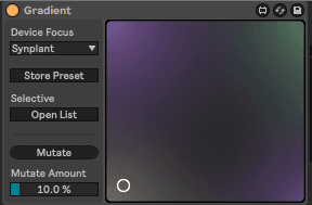 The Gradient window showing a few presets saved and interpolated between