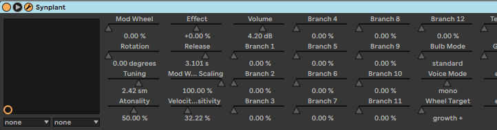 Ableton populated with Synplant parameters